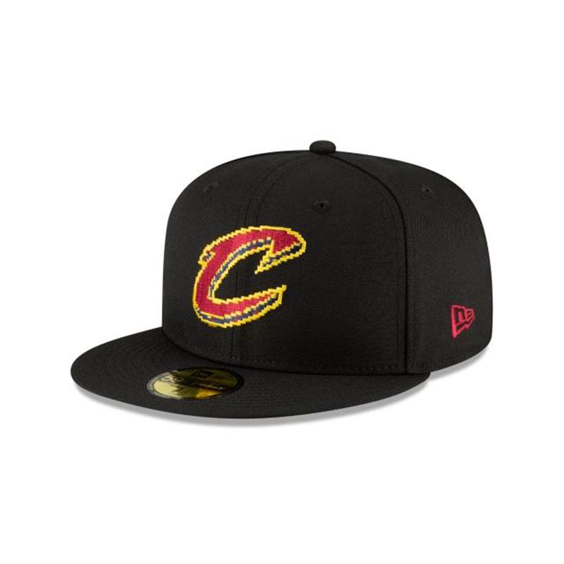 NBA Cleveland Cavaliers Pixel 59Fifty Fitted (EPC1940) - Black New Era Caps